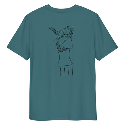 Woman Singing | 100% Organic Cotton T Shirt in stargazer back view