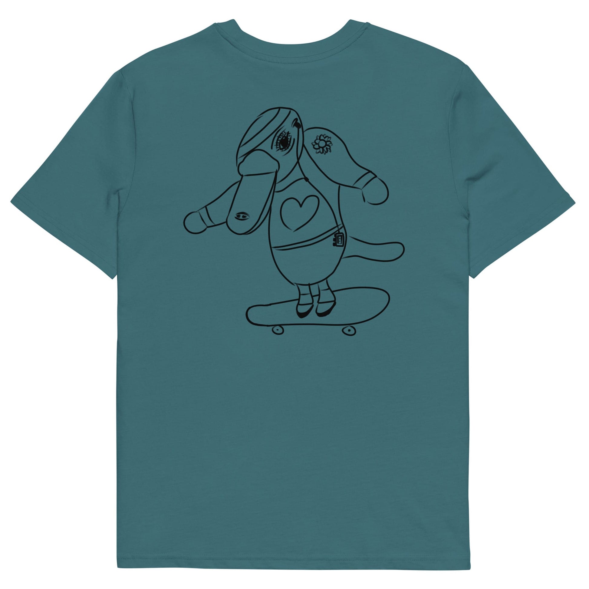 Platypus Skateboarder | 100% Organic Cotton T Shirt in stargazer back