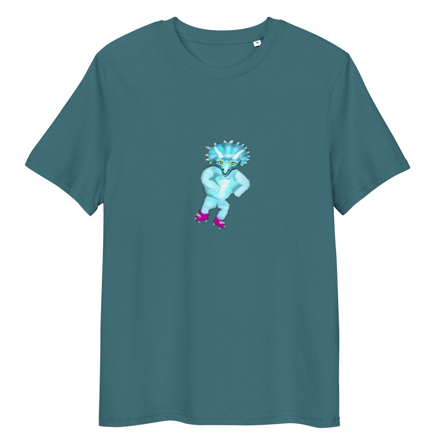 Dinosaur Triceratops Roller Skating | 100% Organic Cotton T Shirt in stargazer