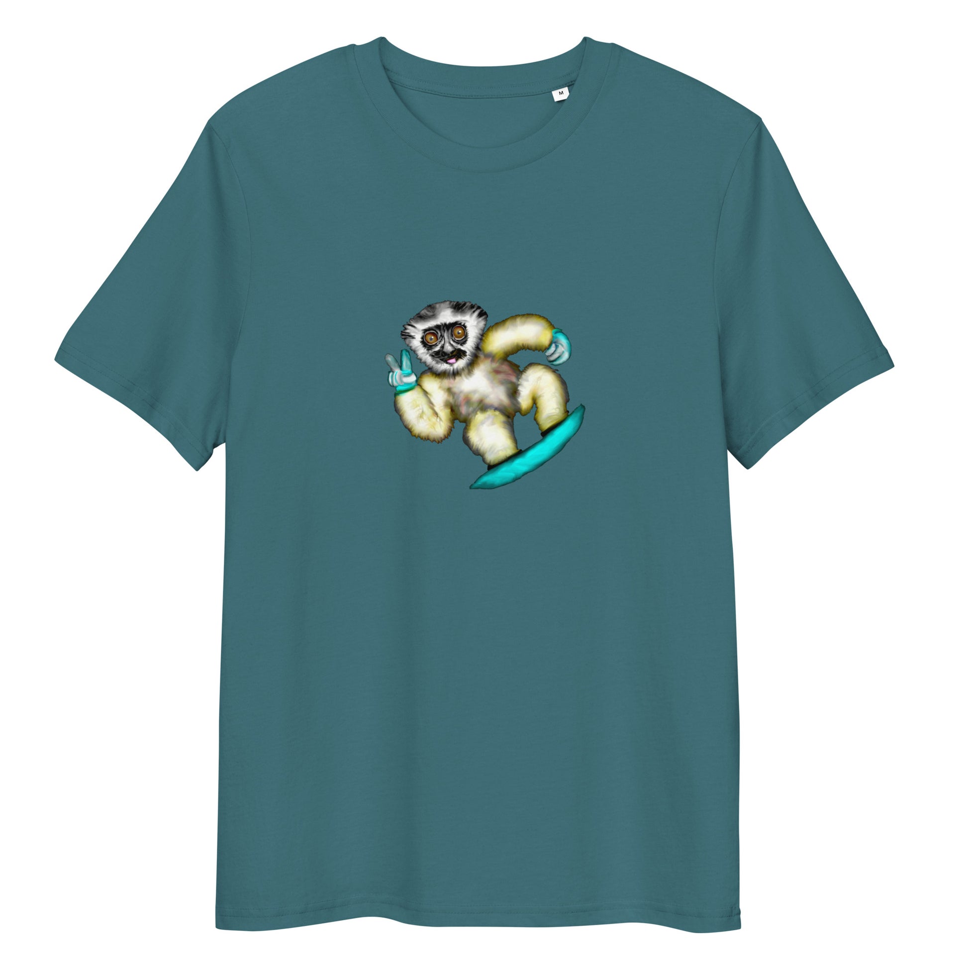 Lemur Snowboarder | 100% Organic Cotton T Shirt in stargazer