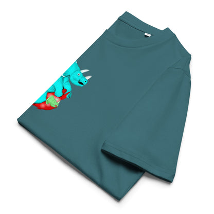 Dinosaur Space Hopper | 100% Organic Cotton T Shirt in stargazer folded