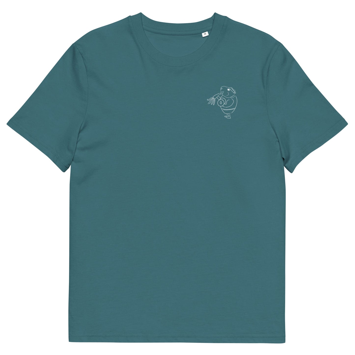 White Guinea Pig Weight Lifter | 100% Organic Cotton T Shirt in stargazer front
