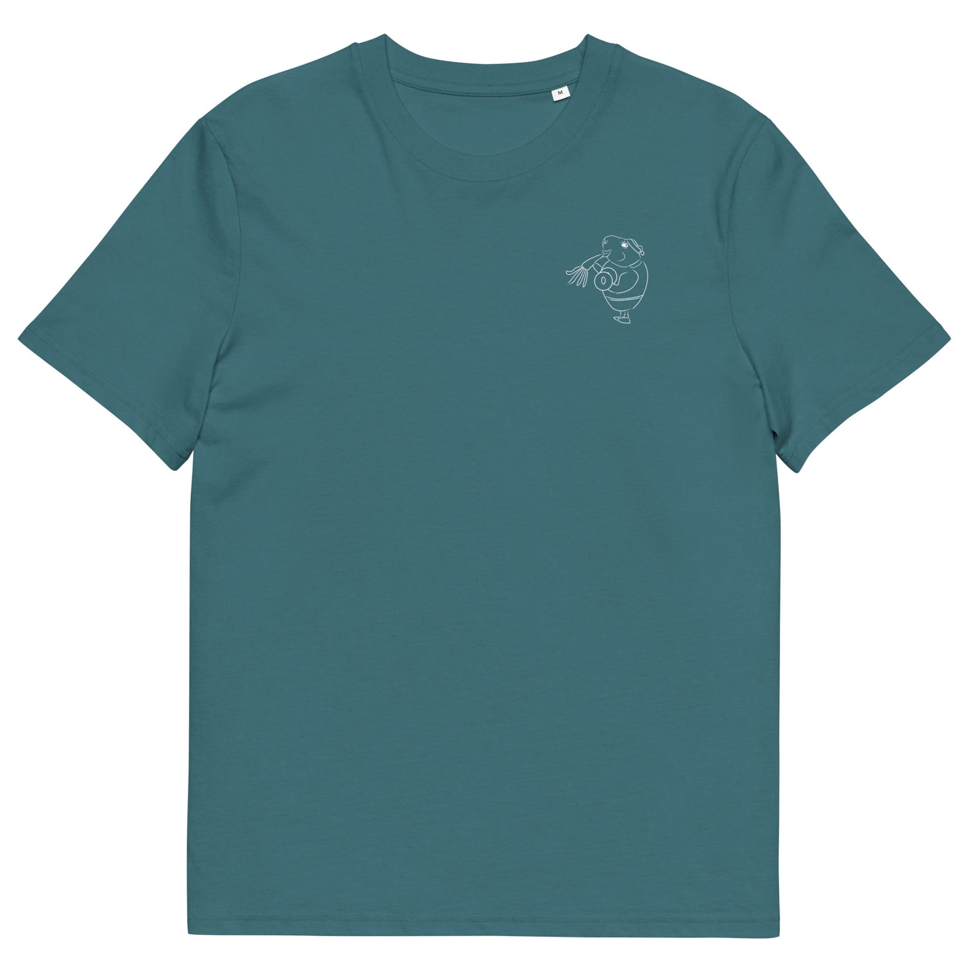 White Guinea Pig Weight Lifter | 100% Organic Cotton T Shirt in stargazer front