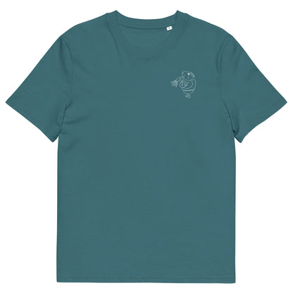White Guinea Pig Weight Lifter | 100% Organic Cotton T Shirt in stargazer front