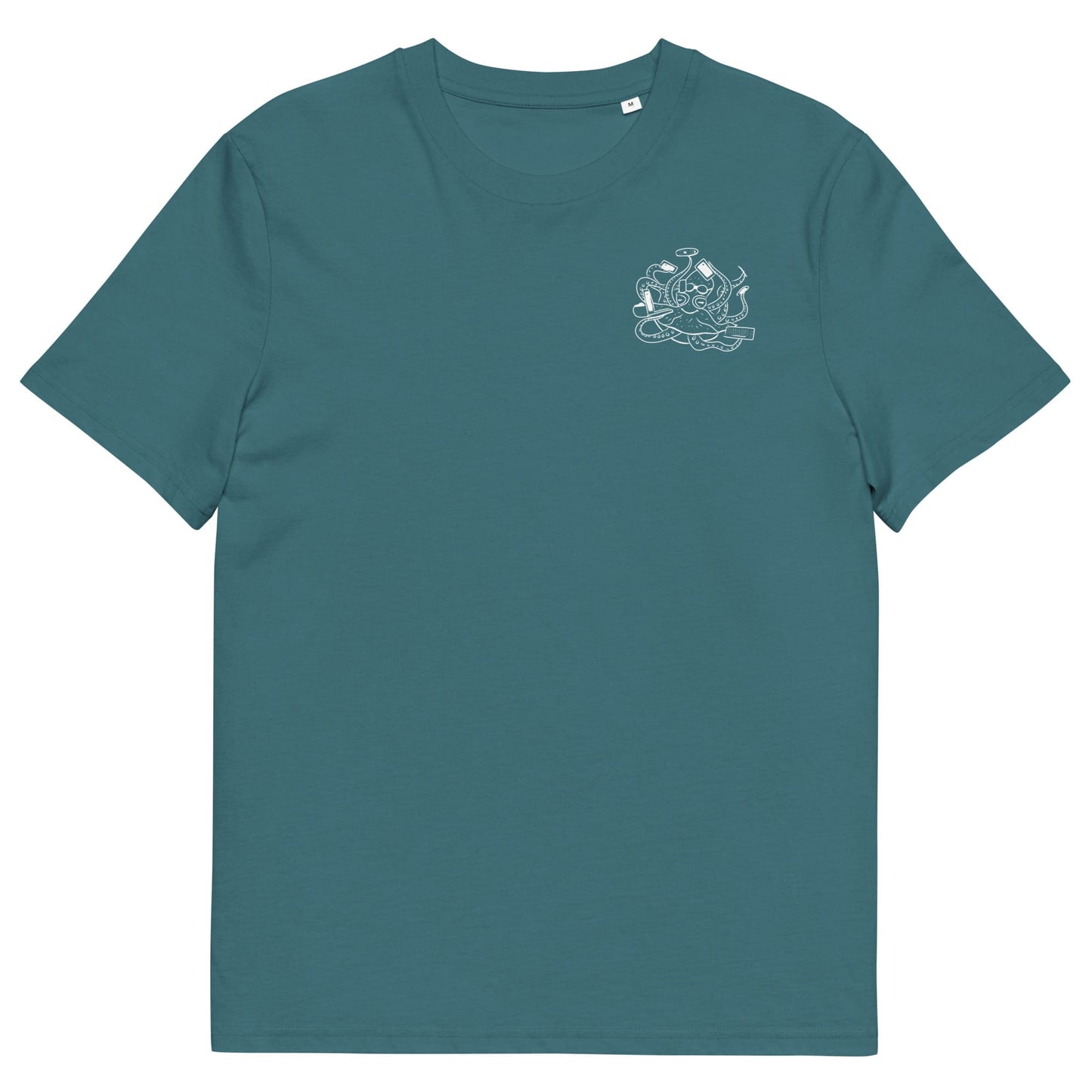 White Octopus Office Worker | 100% Organic Cotton T Shirt in stargazer front