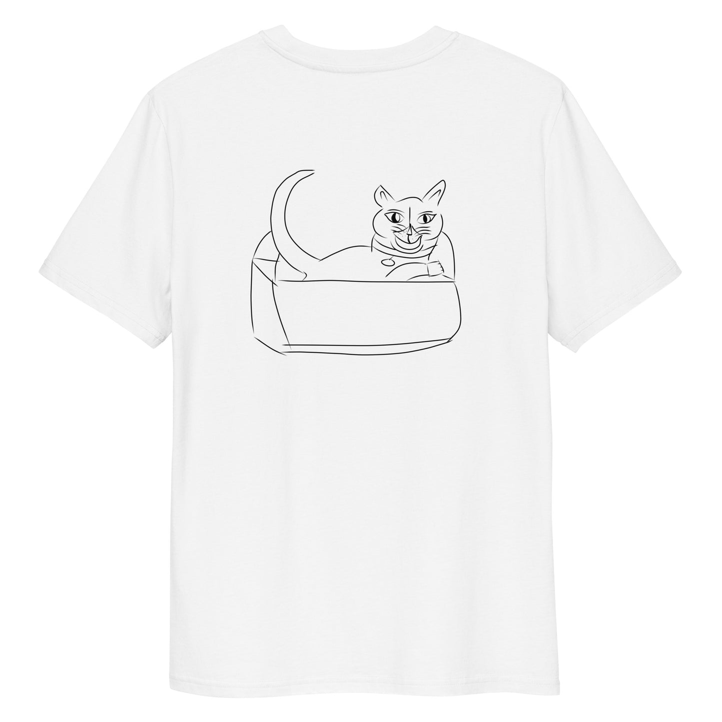 Cat Black | 100% Organic Cotton T Shirt in white back