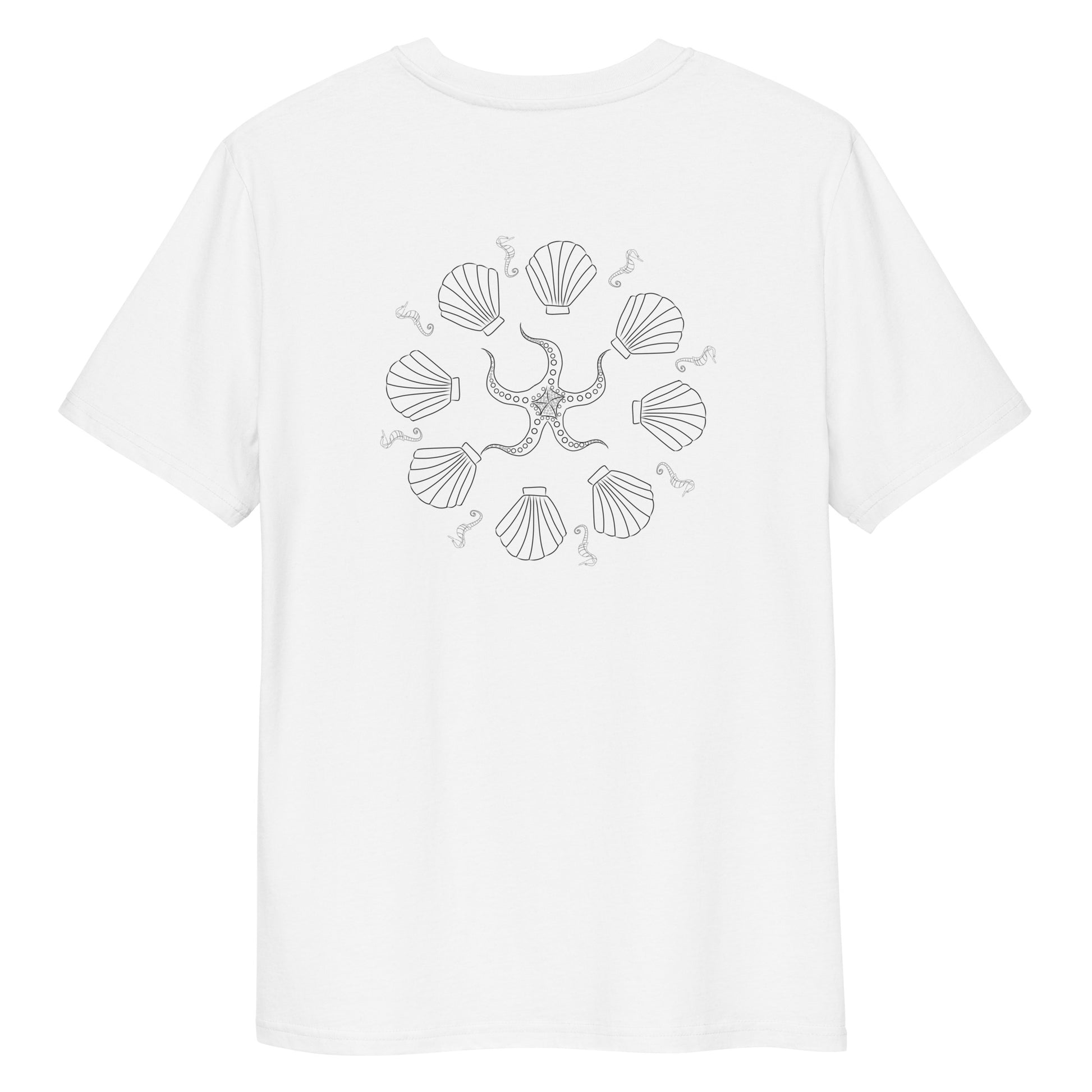 Ocean Symphony | 100% Organic Cotton T Shirt in white back