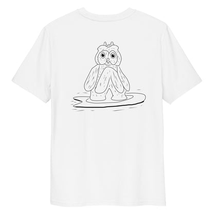 Surfing Owl | 100% Organic Cotton T Shirt in white back