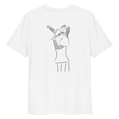 Woman Singing | 100% Organic Cotton T Shirt in white back view