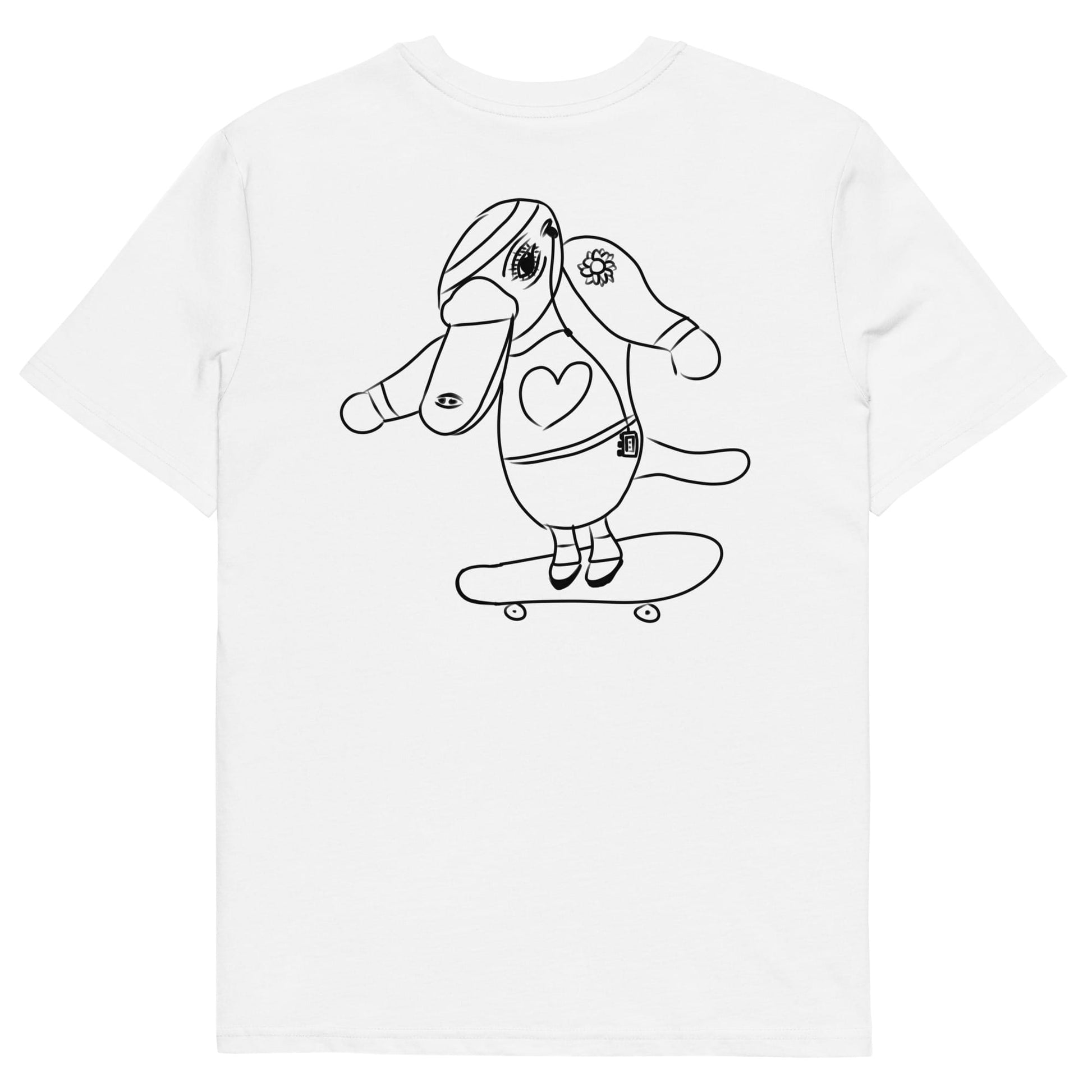 Platypus Skateboarder | 100% Organic Cotton T Shirt in white back