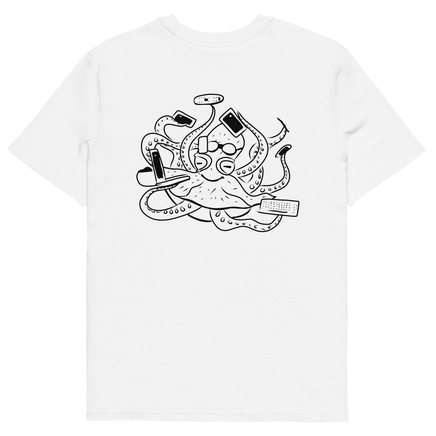 Octopus Office Worker | 100% Organic Cotton T Shirt in white back