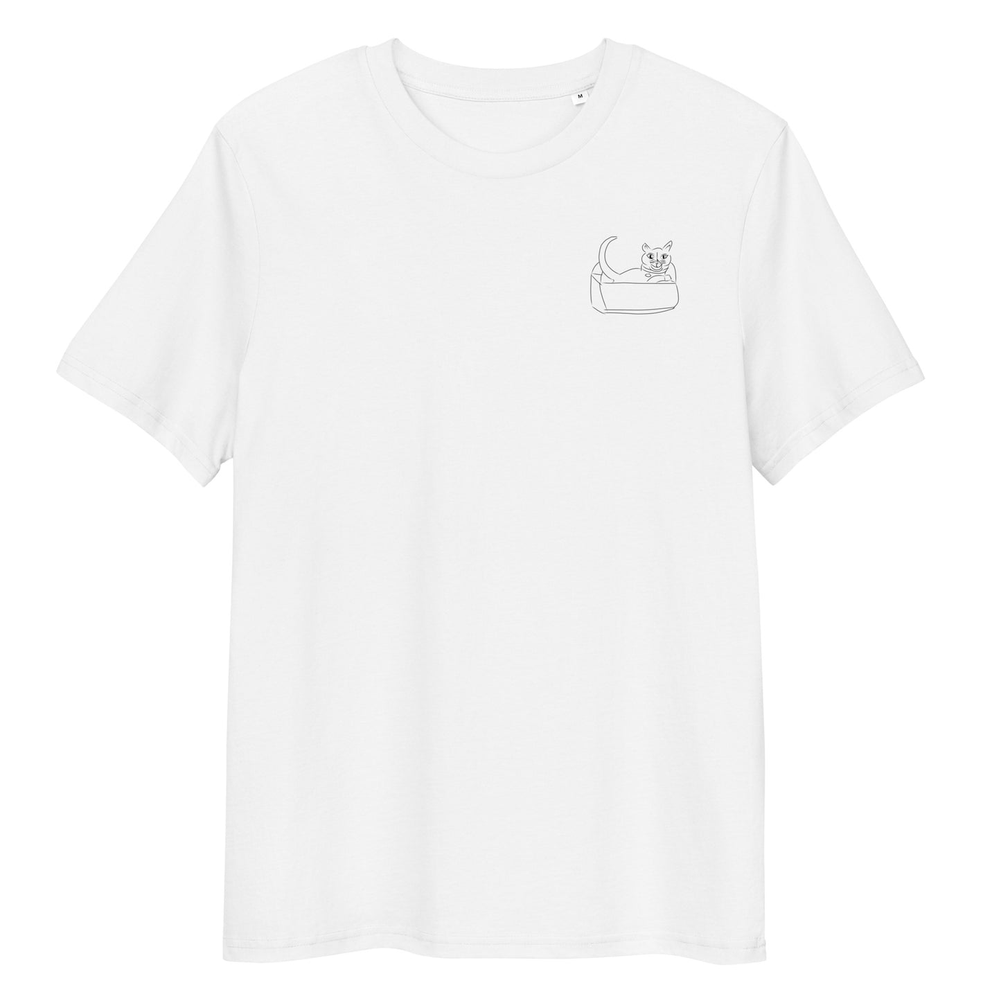 Cat Black | 100% Organic Cotton T Shirt in white