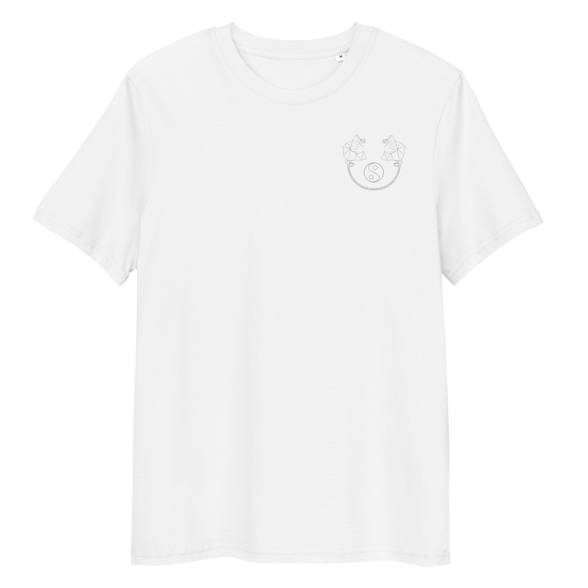 Dragon Dance, Yin and Yang | 100% Organic Cotton T Shirt in white front view