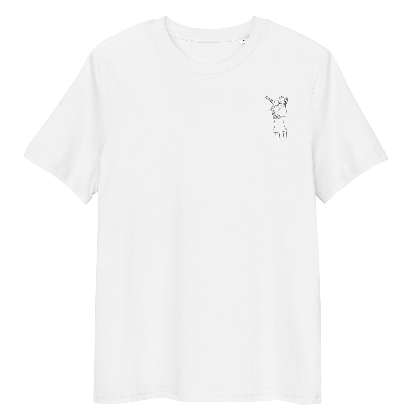 Woman Singing | 100% Organic Cotton T Shirt in white front view