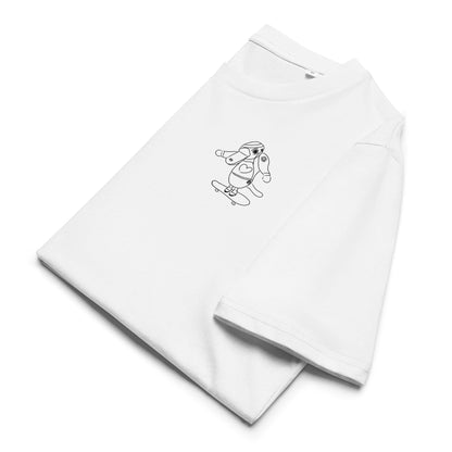Platypus Skateboarder | 100% Organic Cotton T Shirt in white folded