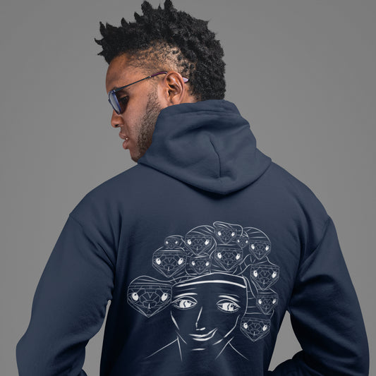 White Medusa | Sustainable Hoodie worn by a man