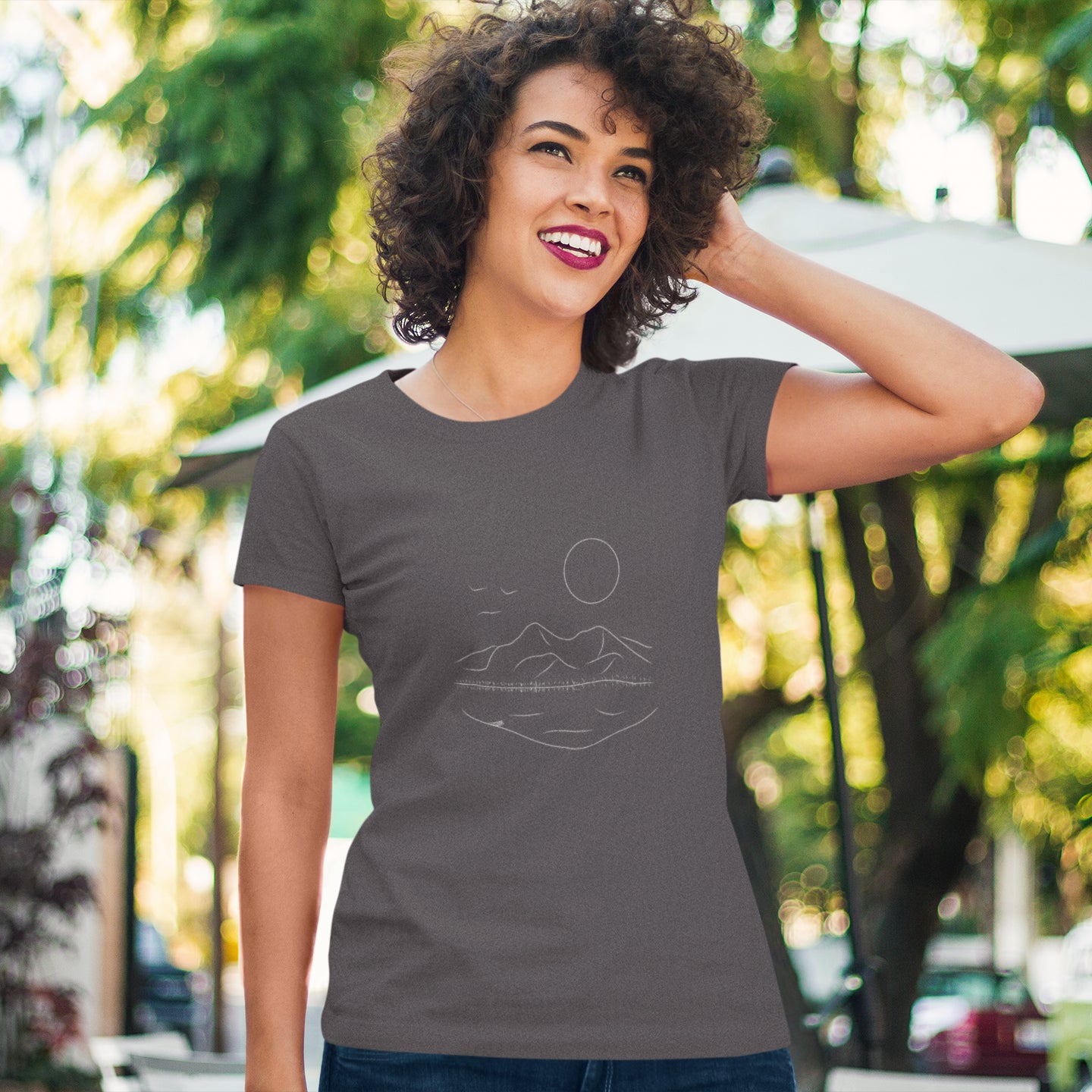 White Mountain Serenity | 100% Organic Cotton T Shirt worn by a woman