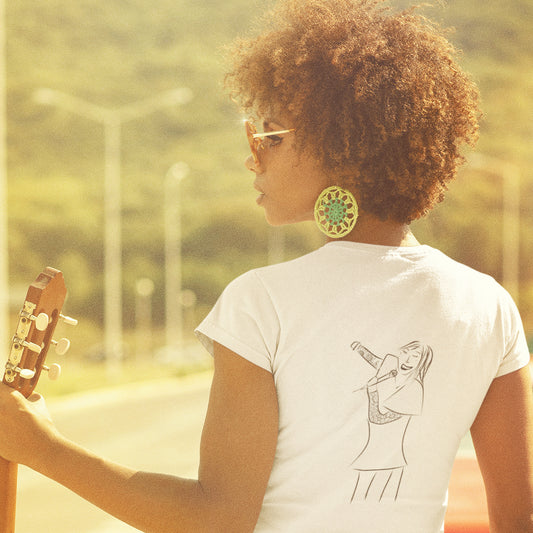 Woman Singing | 100% Organic Cotton T Shirt in white