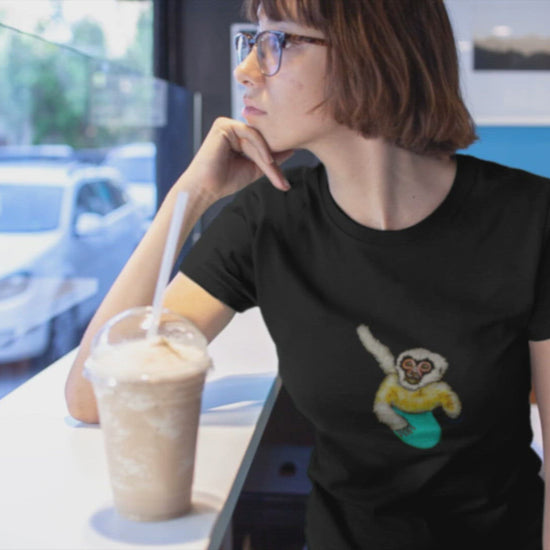 Gibbon surfing women's vegan organic cotton t-shirt