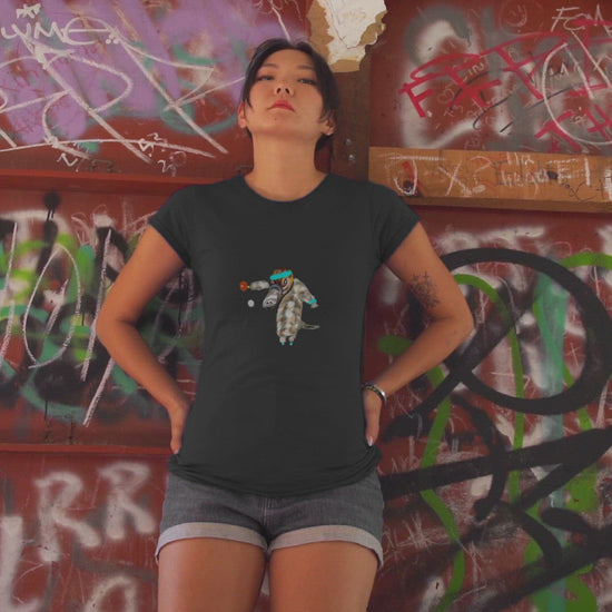 Ping Pong Platypus | Women's 100% Organic Cotton T Shirt worn by a woman