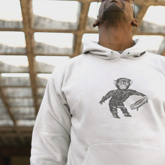 Chimp with a skateboard sustainable vegan hoodie