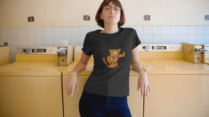 Jaguarundis cat rocker women's vegan organic cotton t-shirt