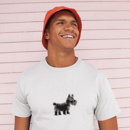 Man wearing Dog vegan organic cotton t-shirt Scottie dog