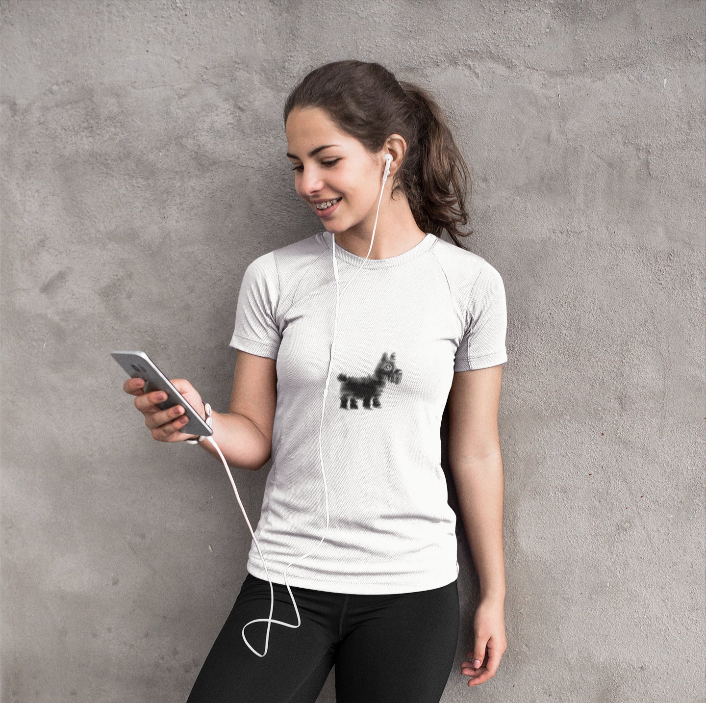 Dog Black | 100% Organic Cotton T Shirt worn by a woman
