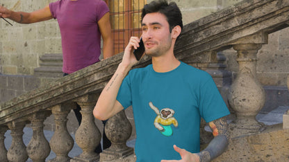 Gibbon Surfing | 100% Organic Cotton T Shirt worn by a man at pride