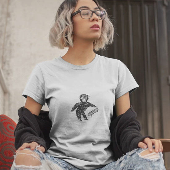 Chimp with skateboard women's vegan organic cotton t-shirt