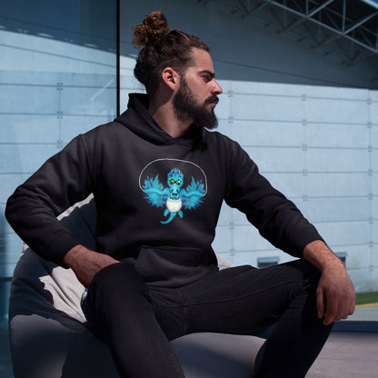 Man wearing a Fitness dragon sustainable vegan hoodie
