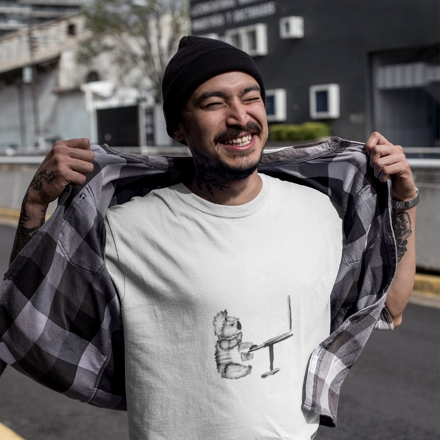 Koala Computer | 100% Organic Cotton T Shirt worn by a man on the street