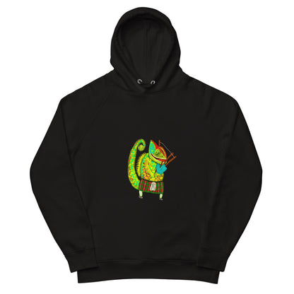 Chameleon bagpiper sustainable vegan hoodie in black