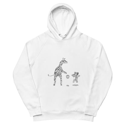 Koala and Giraffe basketball sustainable vegan hoodie in white