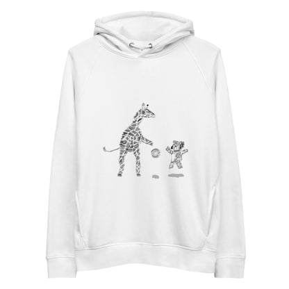 Koala and Giraffe basketball sustainable vegan hoodie in white