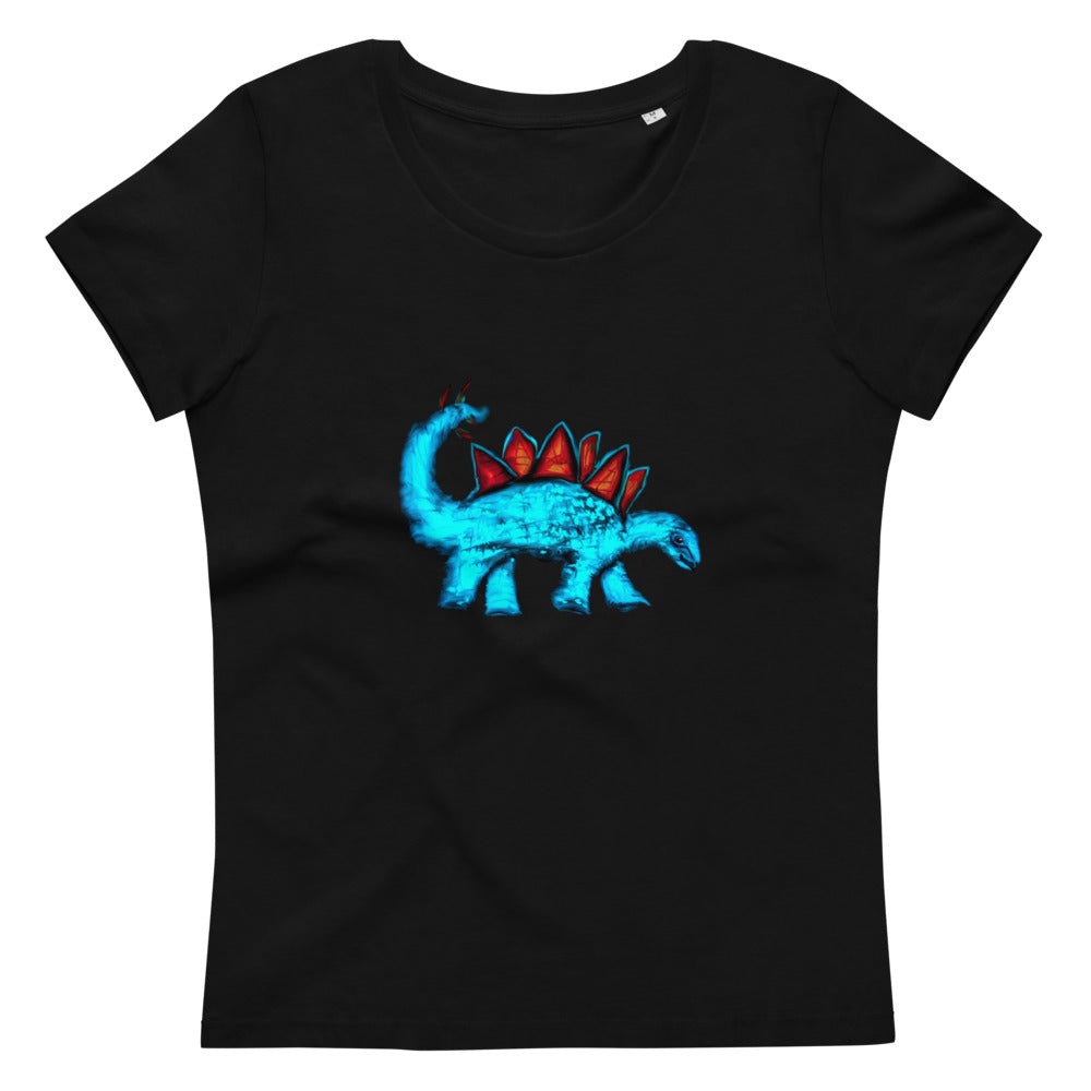 Stegosaurus women's vegan organic cotton t-shirt in black