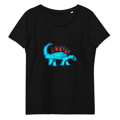 Dinosaur Stegosaurus | Women's 100% Organic Cotton T Shirt in black