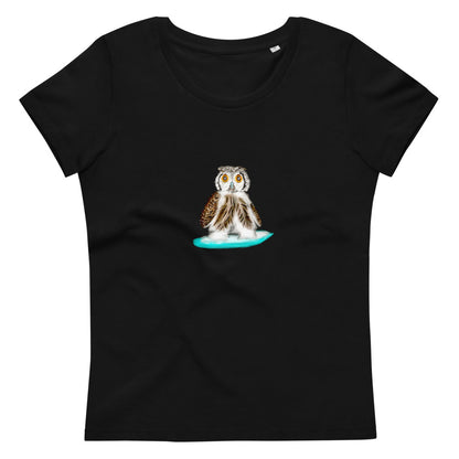 Owl Surfing | Women's 100% Organic Cotton T Shirt in black