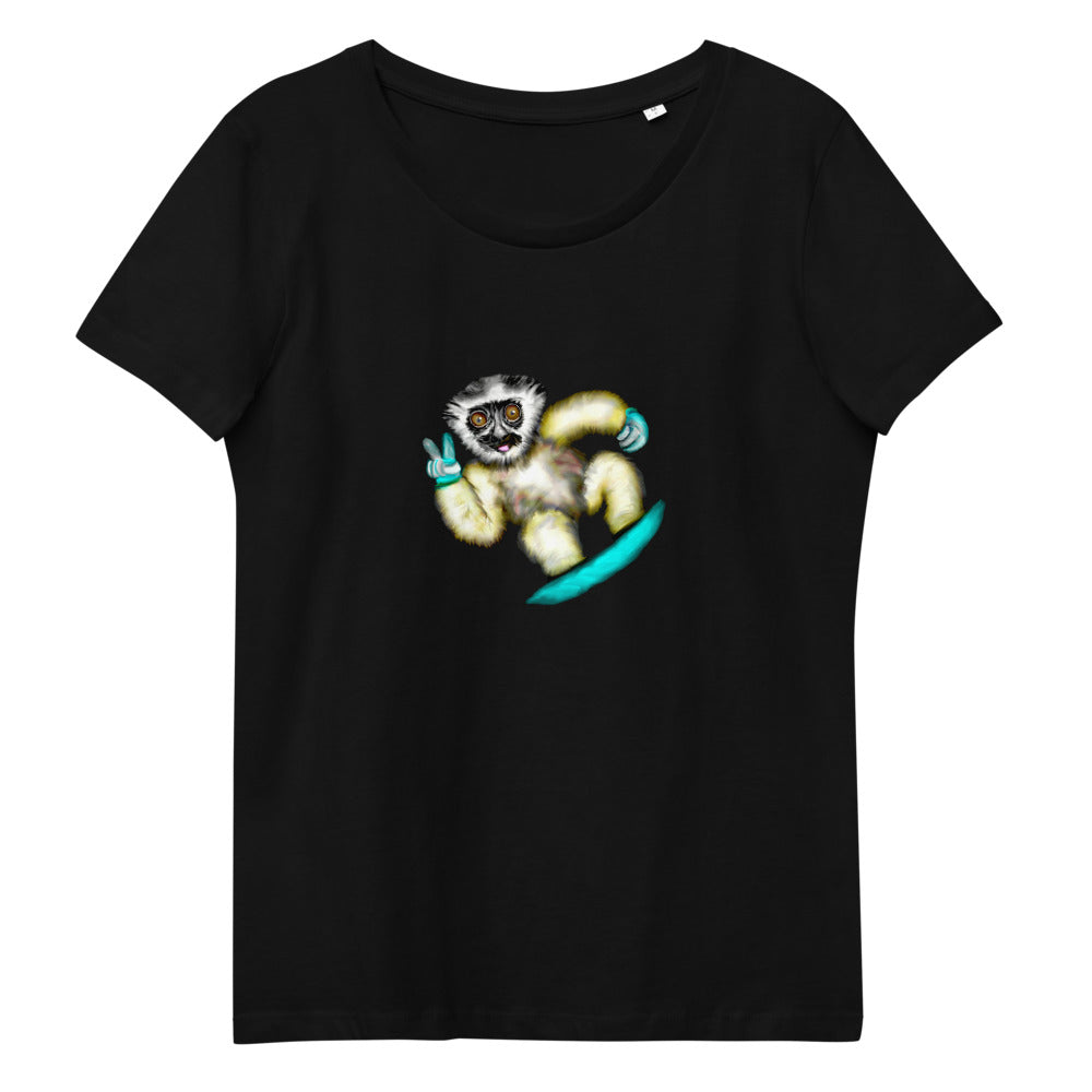 Sifakas snowboarder women's vegan organic cotton t-shirt in black