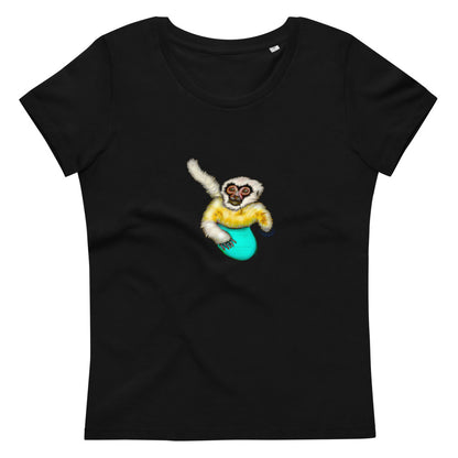 Gibbon surfing women's vegan organic cotton t-shirt in black