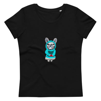French Bulldog gamer women's vegan organic cotton t-shirt in black