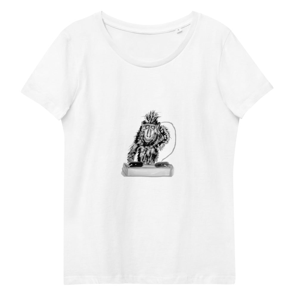 Monkey dj women's vegan organic cotton t-shirt in white