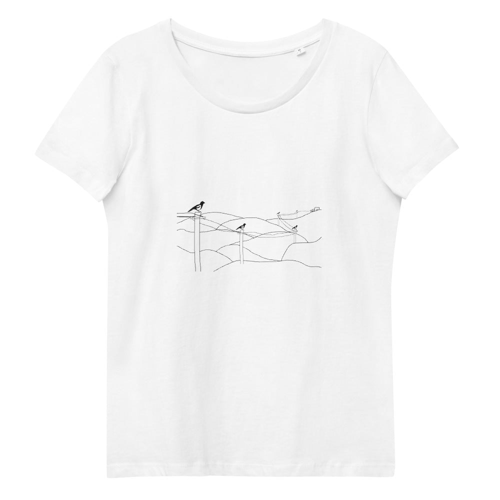 Magpies | Women's 100% Organic Cotton T Shirt in white