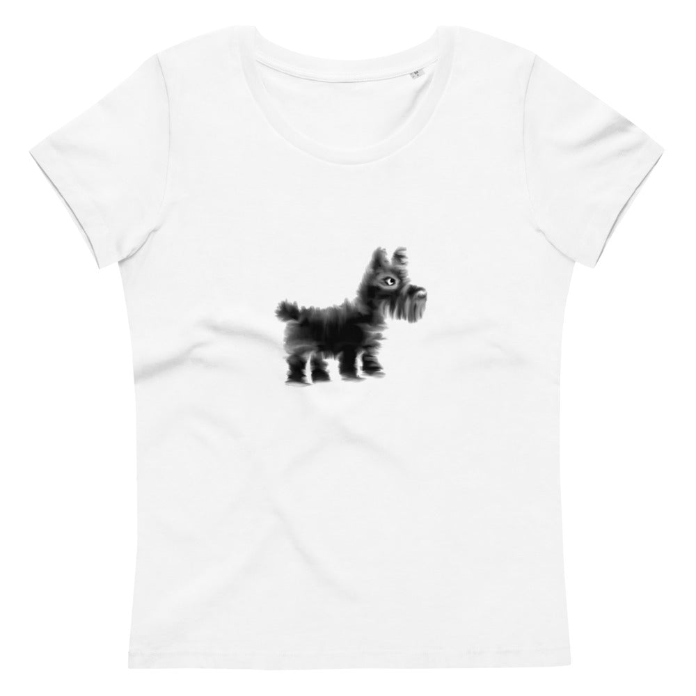Scottie dog women's vegan organic cotton t-shirt in white
